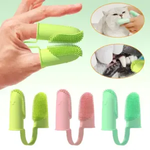 escova de dentes de dois dedos para cães e gatos