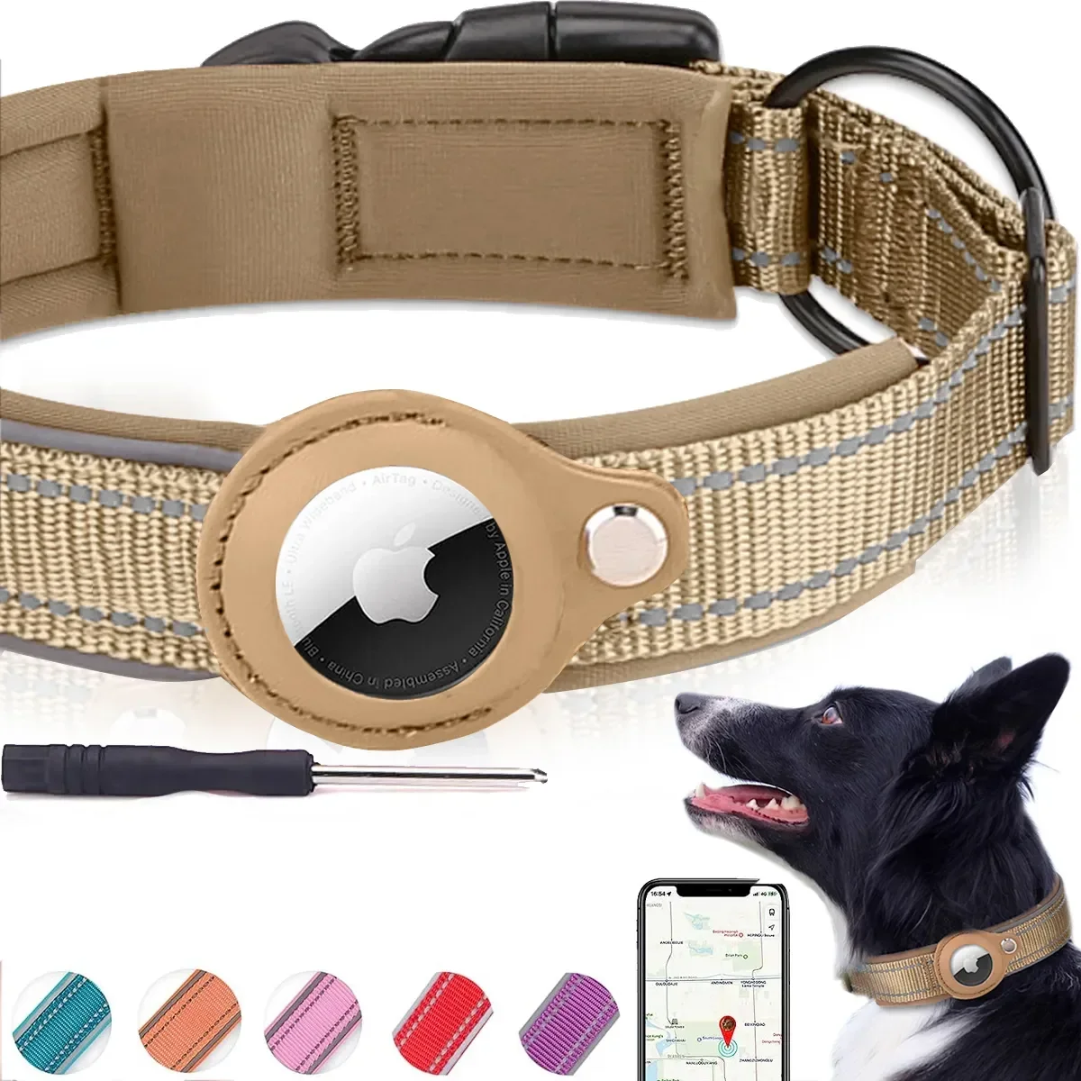 coleira para cão com suporte airtag