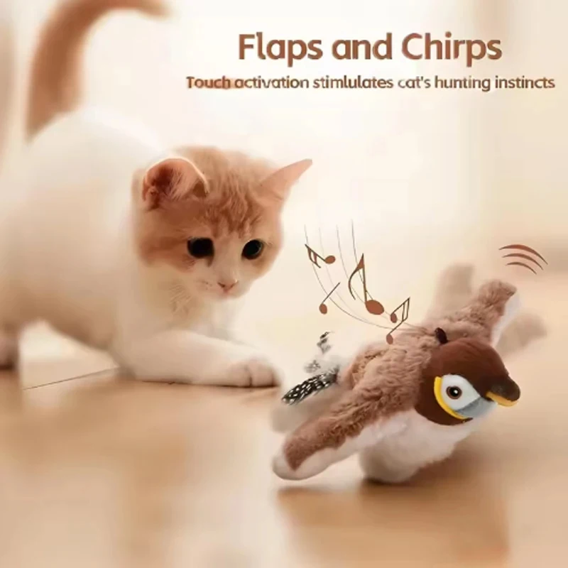 Brinquedo de Pássaro Simulado para Gatos e Cães com Canto e Movimento de Asas - Imagem 3