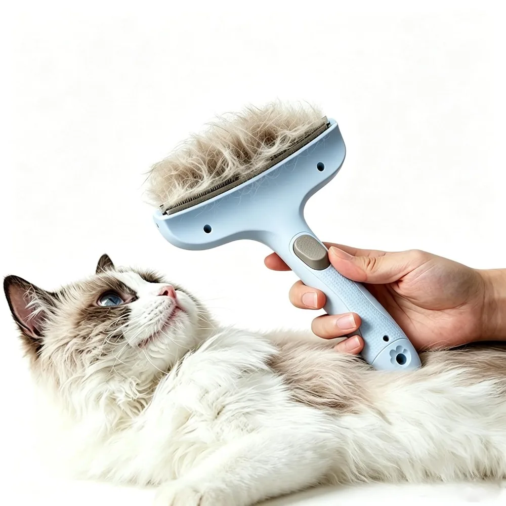 Escova Curva para Cães e Gatos Universal para Remover Pelos Soltos - Imagem 2