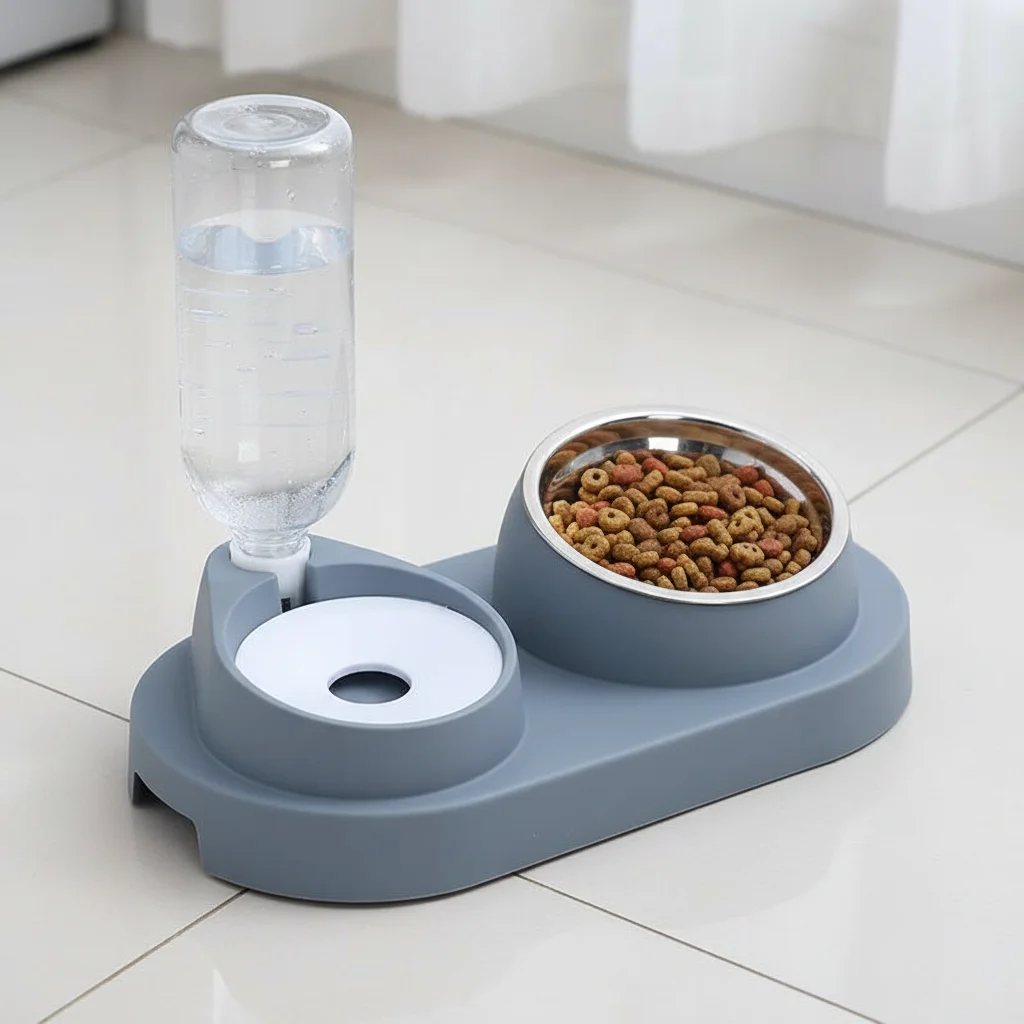 tigela dupla para pets com dispensador de água