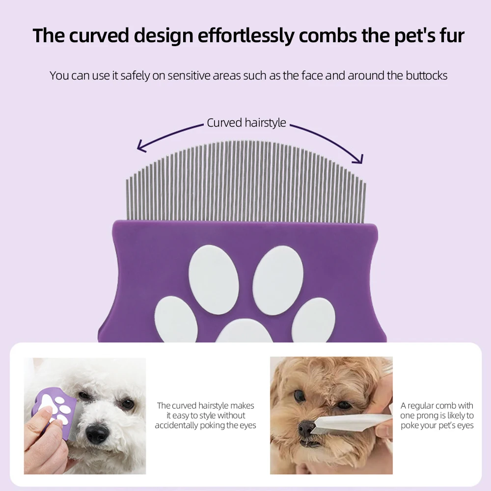 Pente Desembaraçador para Cães e Gatos Curvo para Rosto e Corpo - Imagem 3