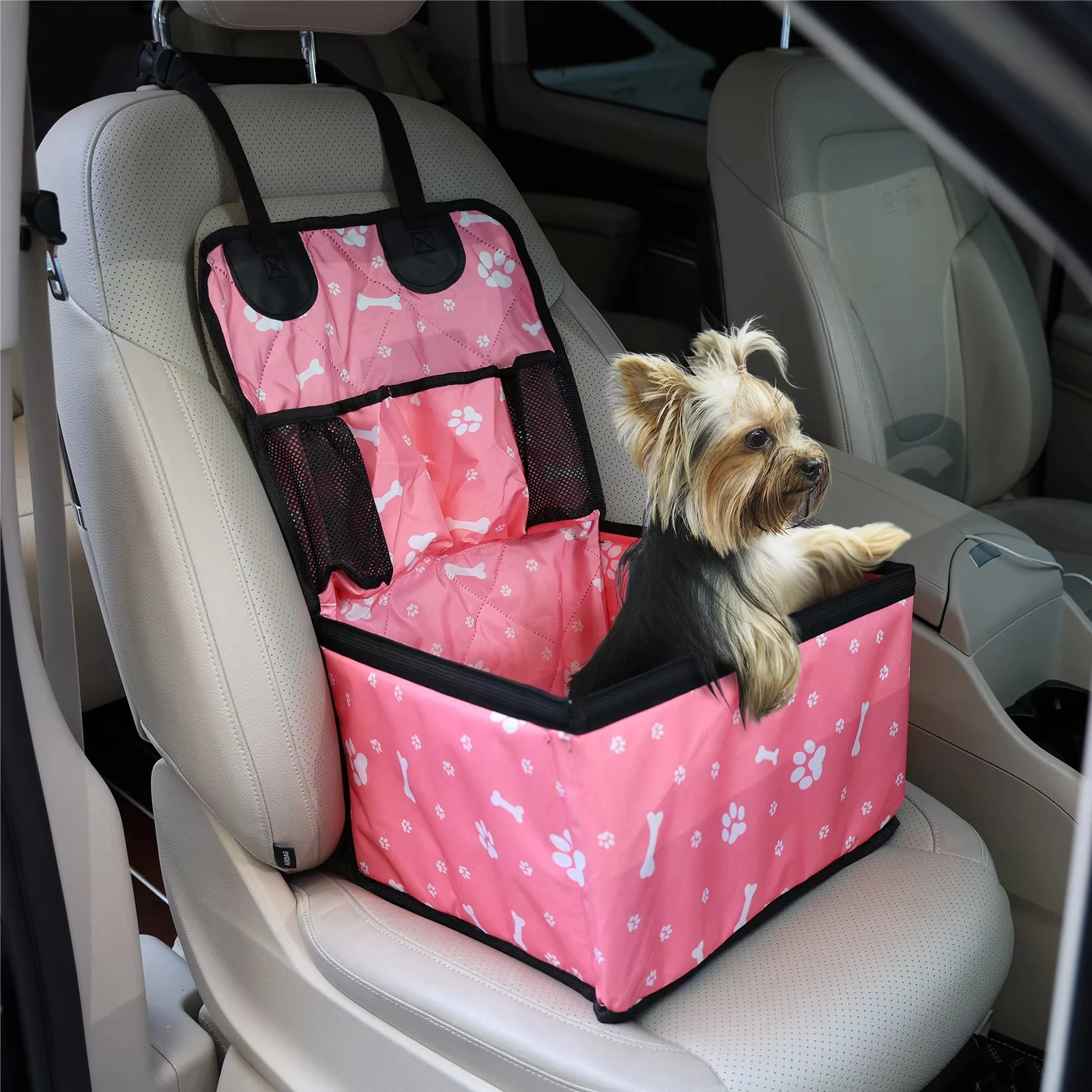 Assento de Carro para Cães com Bolso e Dobrável - Imagem 2
