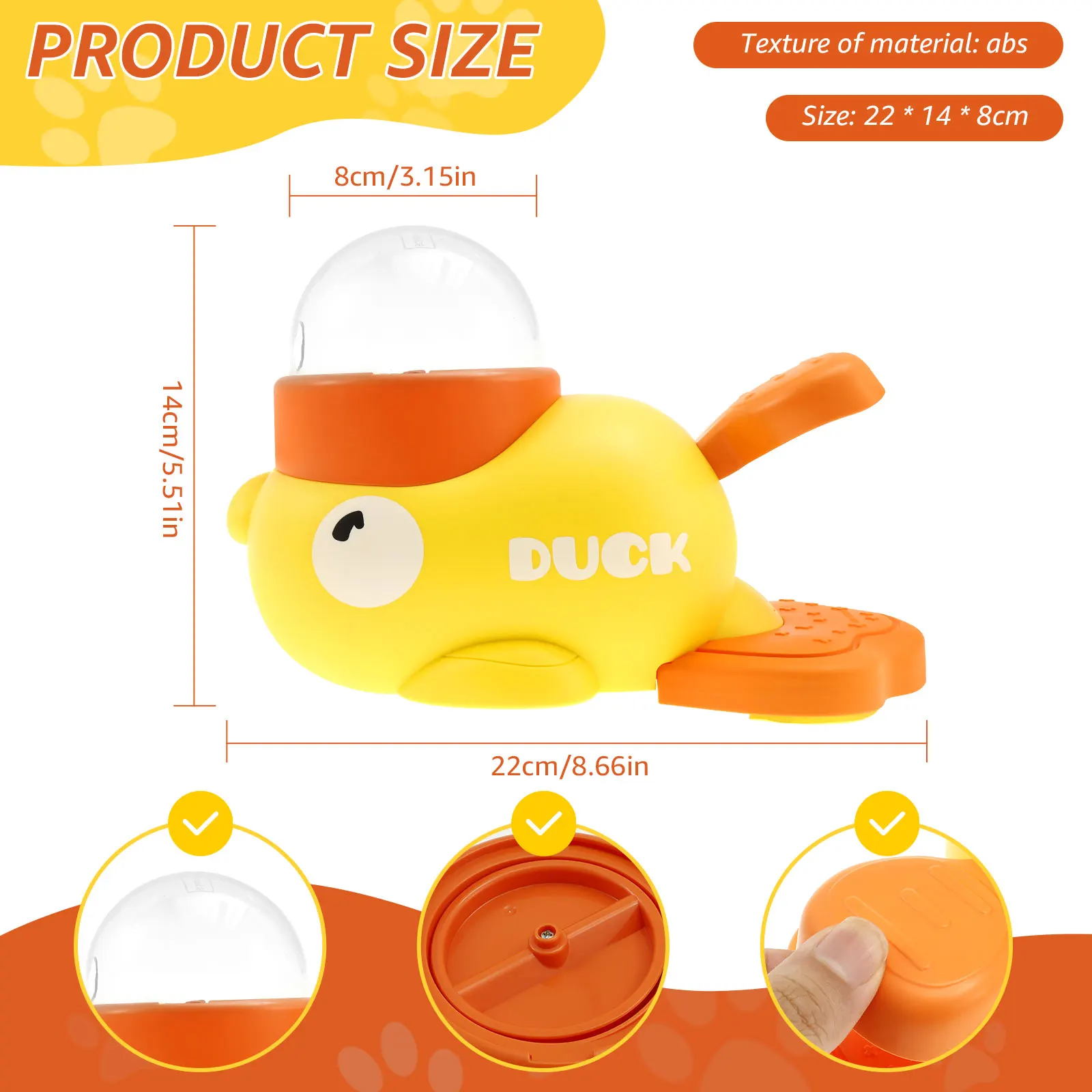 Alimentador Lento para Cães Formato Pato Lavável com 3 Saídas de Comida - Imagem 6