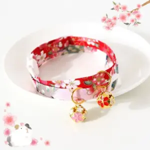 coleira floral ajustável para cães e gatos