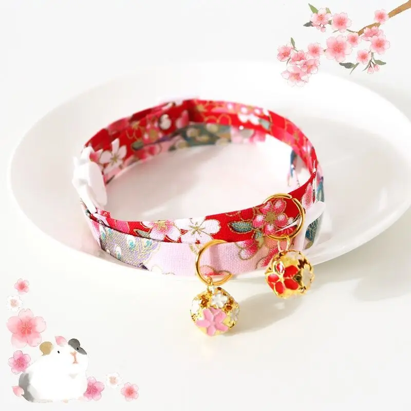 coleira floral ajustável para cães e gatos