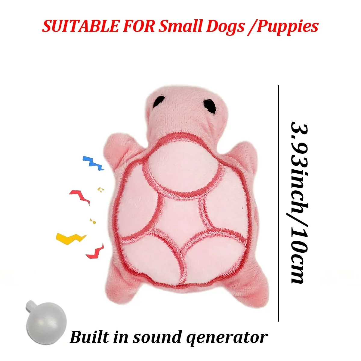 Mini Brinquedo de Pelúcia para Cães Filhotes Tartaruga 10 cm com Som - Imagem 6