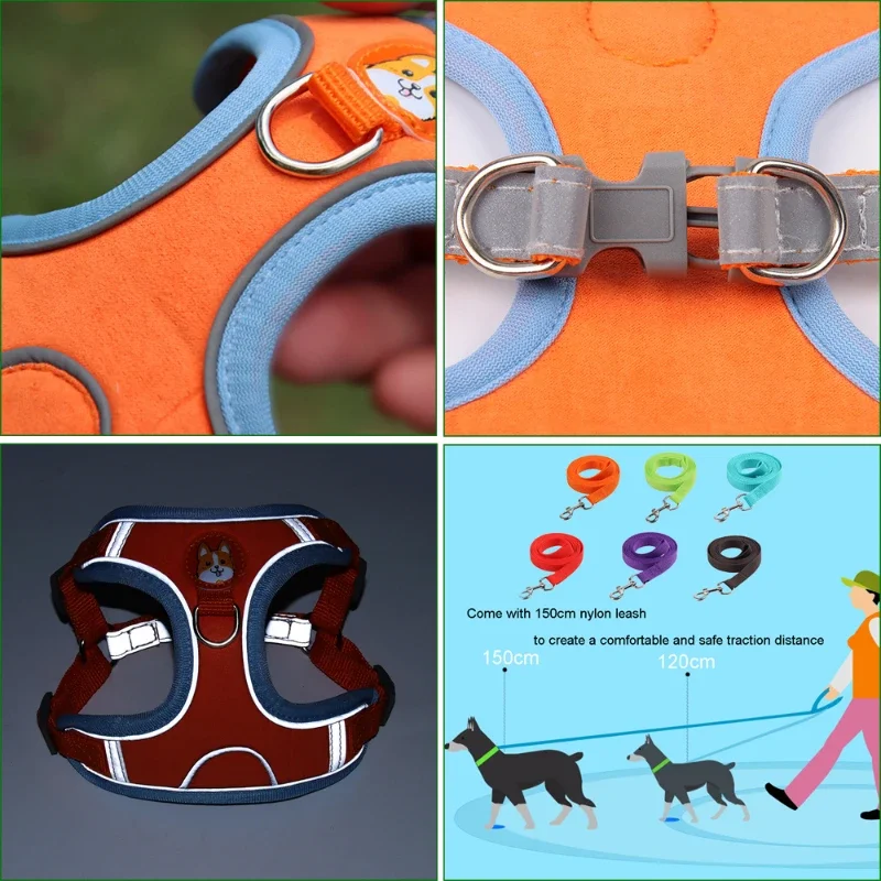 Peitoral para Cães Pequenos e Médios Ajustável com Faixa Refletiva - Imagem 3