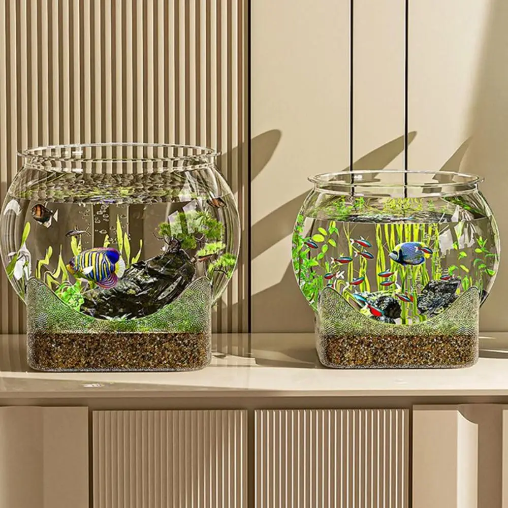 Aquário de Mesa Redondo PET Transparente 16 cm para Peixes Ornamentais - Imagem 2