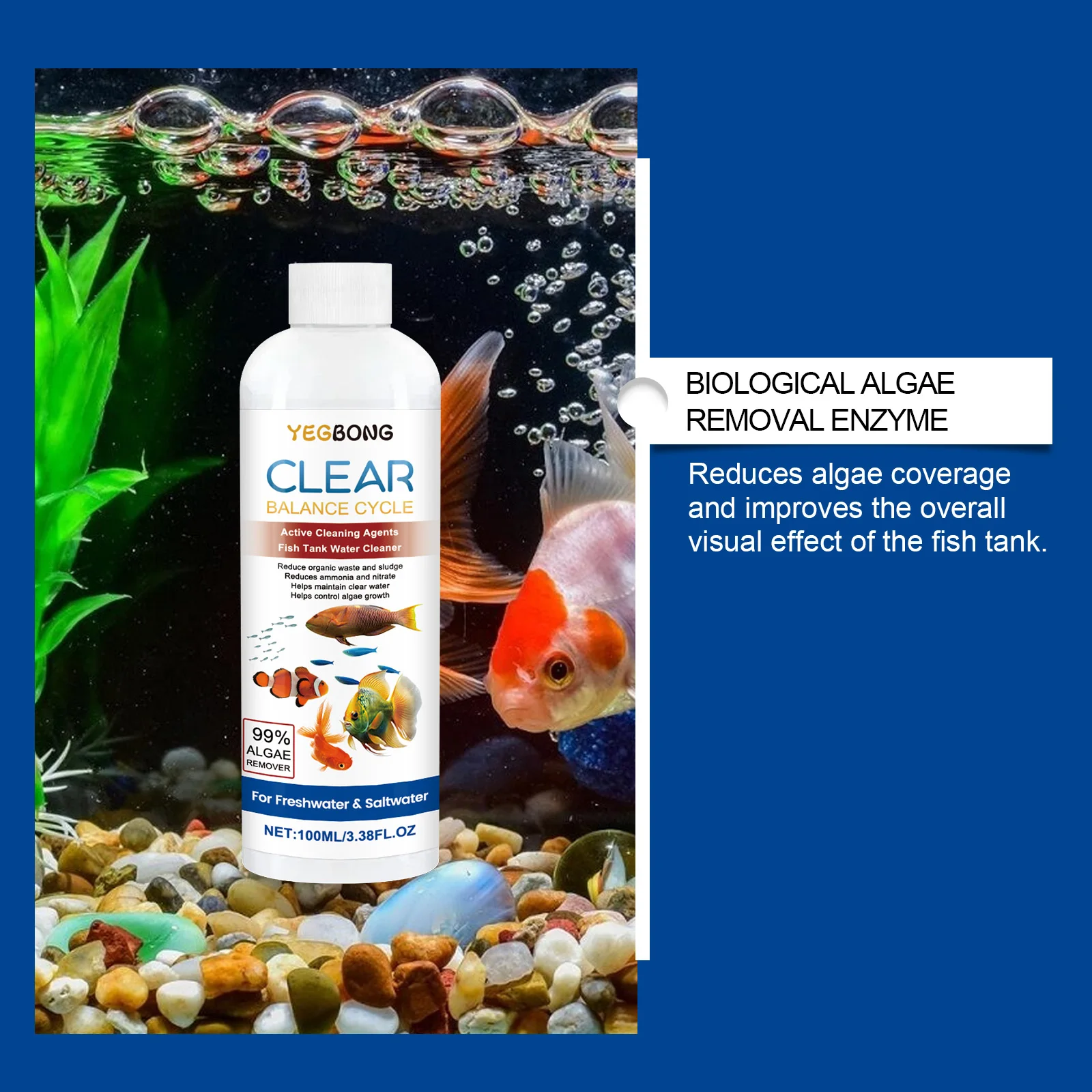 Clarificador de Água para Aquário 100ml: Remove Resíduos e Controla Algas - Imagem 2