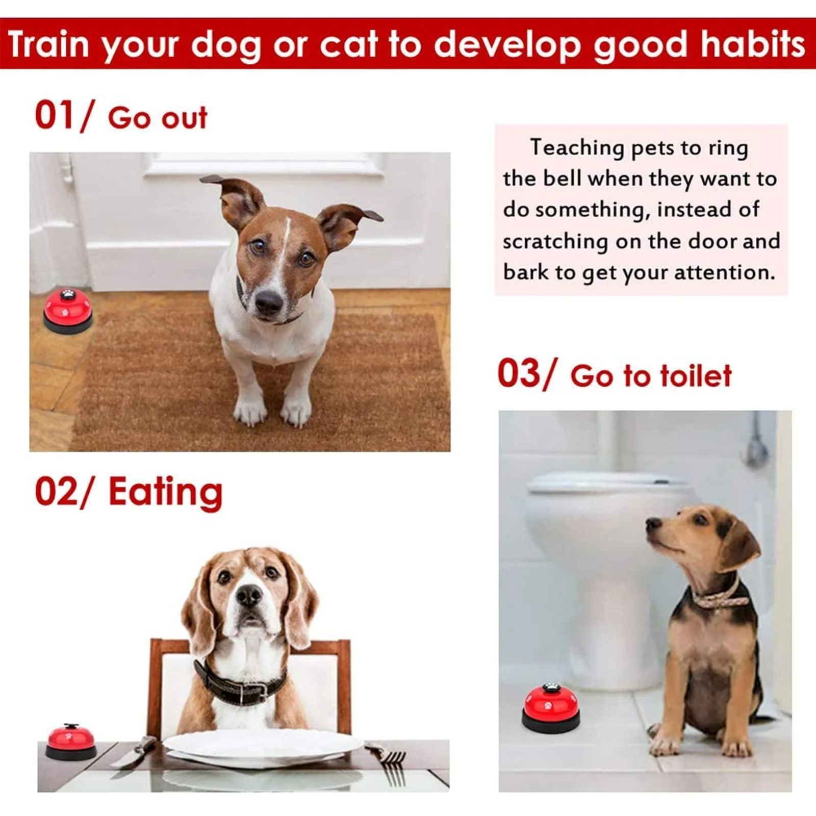 Campainha para Cães com Base Antiderrapante para Treinamento - Imagem 3