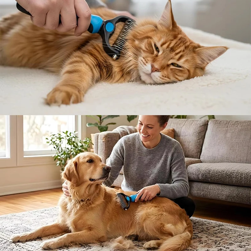 Escova Removedora de Subpelo para Cães e Gatos Dupla Face - Imagem 5