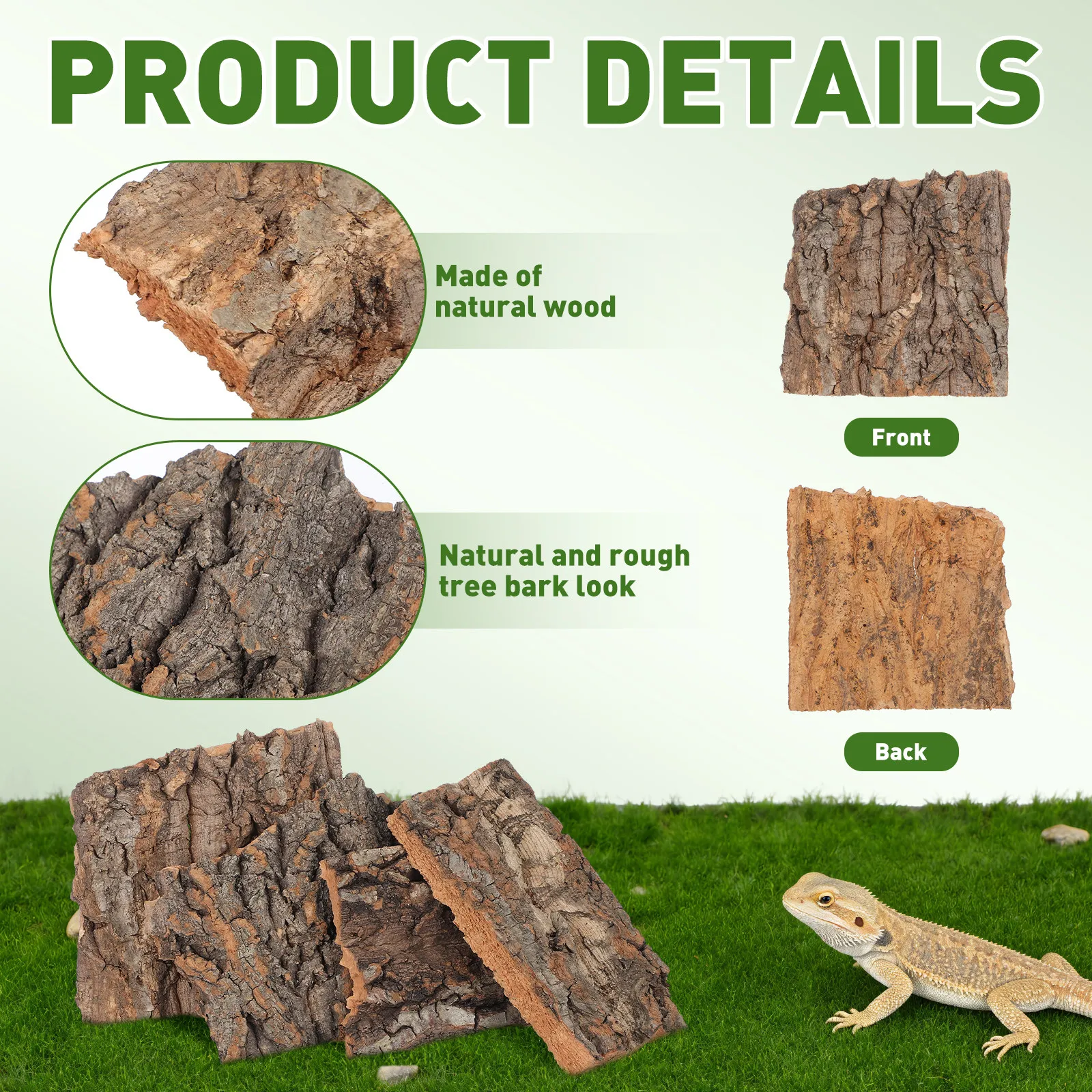 Casca de Cortiça Natural para Réptil 4 Peças para Terrário - Imagem 4