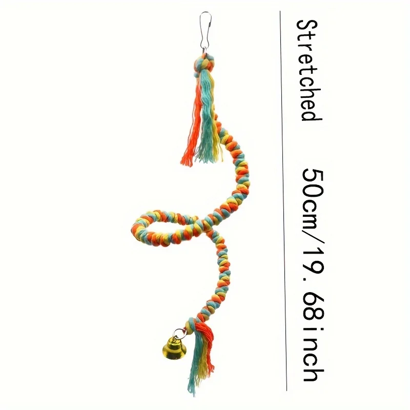 Brinquedo de Balanço para Pássaros e Papagaios, Corda Espiral de Algodão para Escalada Bungee, Brinquedos para Papagaios ou Poleiros de Corda para Pássaros de Grande Porte Coloridos - Imagem 3