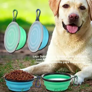 tigela portátil dobrável para cães e gatos