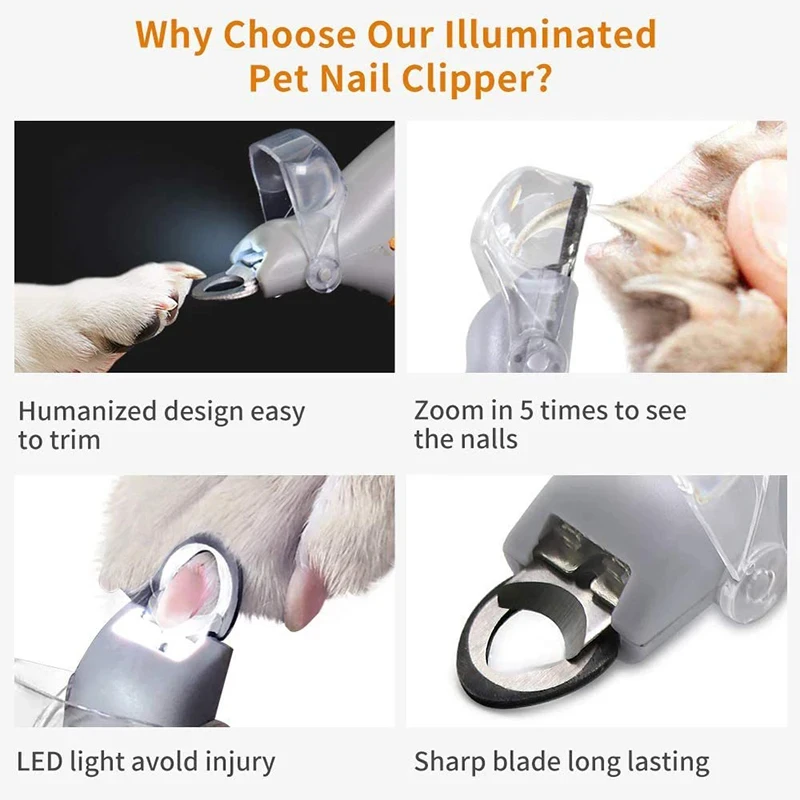 Cortador de Unhas LED para Cães e Gatos com Luz Integrada - Imagem 3