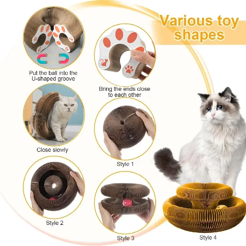 Brinquedo Arranhador para Gatos Dobrável de Papelão Reciclável - Imagem 6