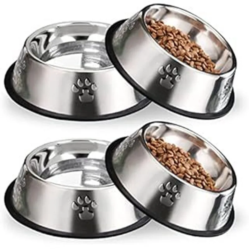 Tigela de Aço Inoxidável para Cães e Gatos com Base Antiderrapante - Imagem 2