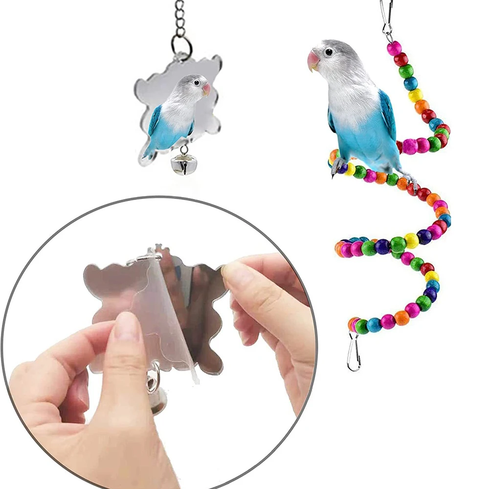 Kit de Brinquedos para Pássaros 7 Peças de Madeira para Gaiola - Image 3