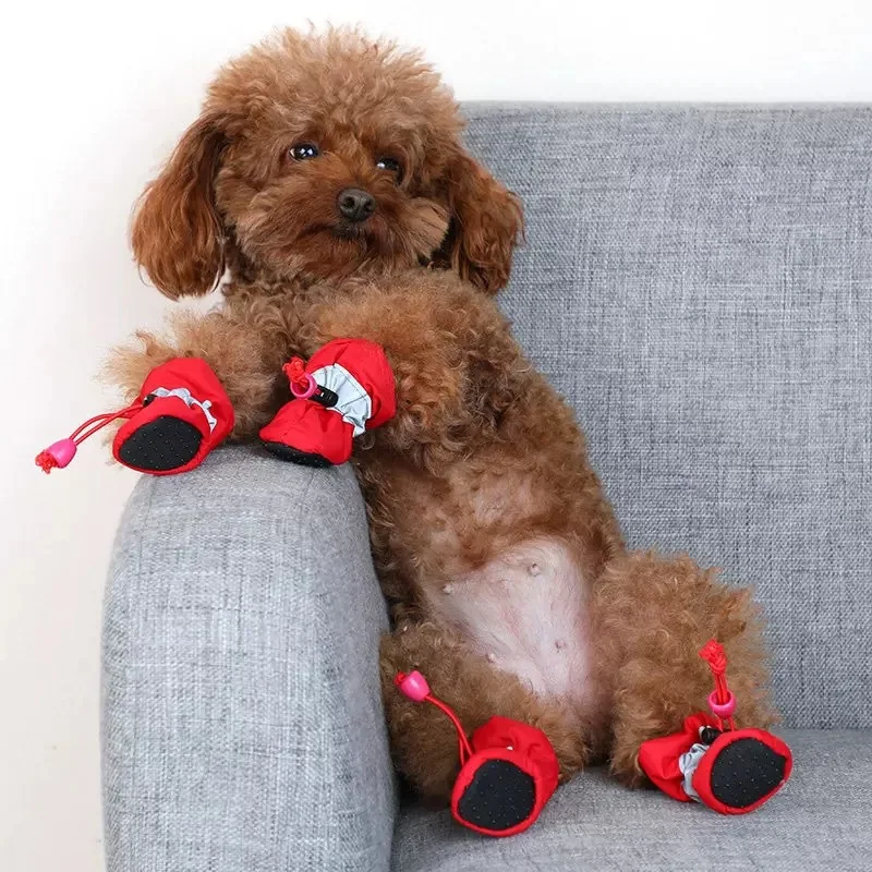 Botas Impermeáveis para Cães e Gatos Pequenos Antiderrapantes 4 Unidades - Imagem 6