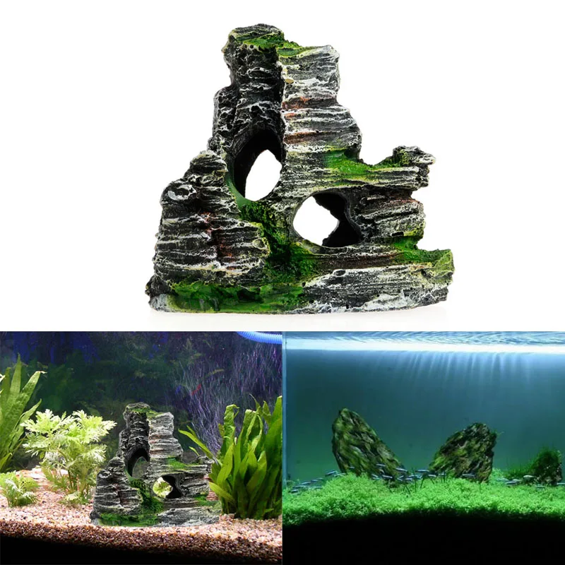 Decoração de Aquário Casa de Resina com Musgo 10,7 cm para Tanque de Peixes - Imagem 2