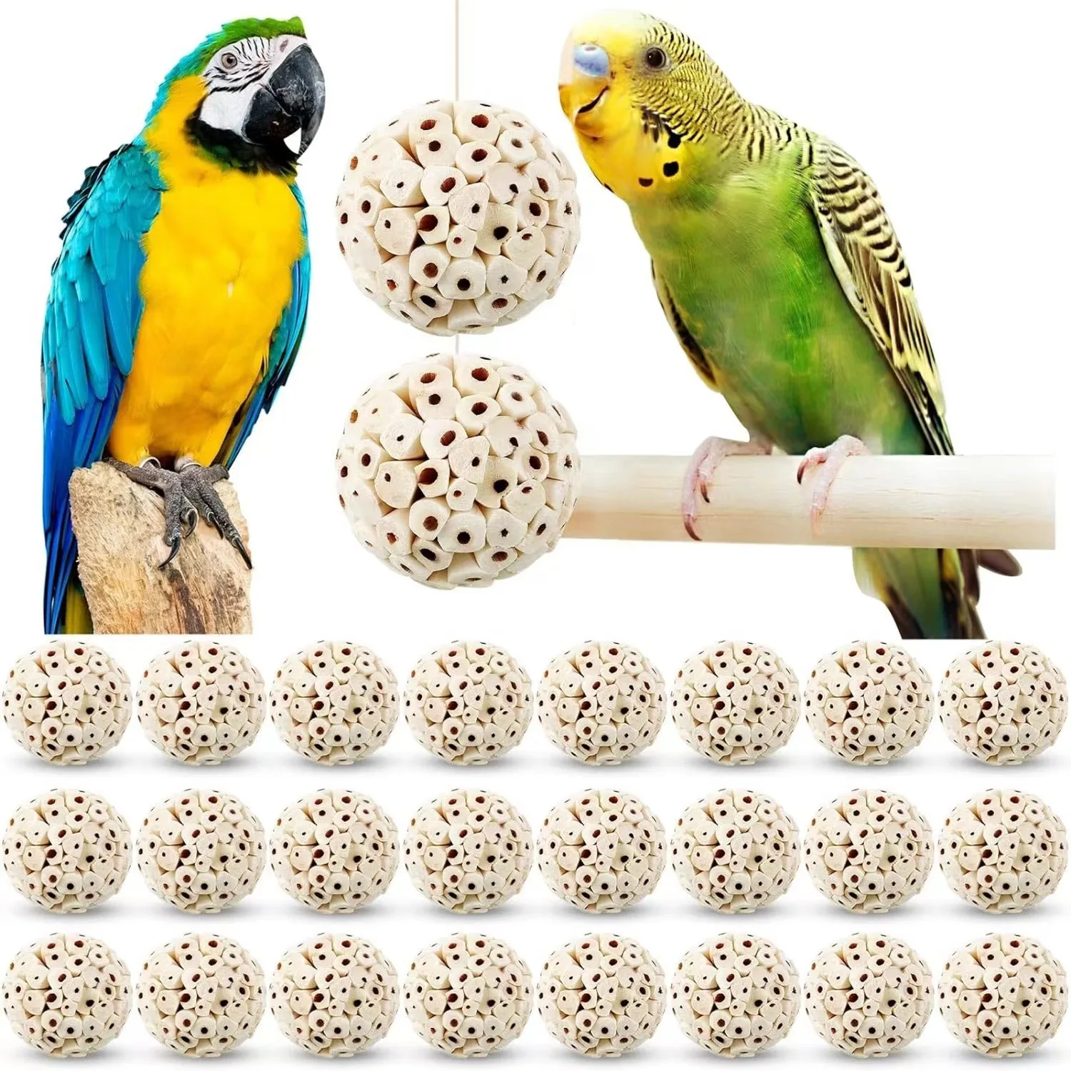Brinquedo Bola para Papagaio de Plantas Naturais para Mastigar - Imagem 3