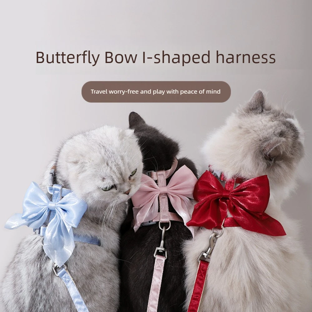 Conjunto Peitoral e Guia para Gatos e Cães Pequenos com Laço Ajustável - Imagem 4
