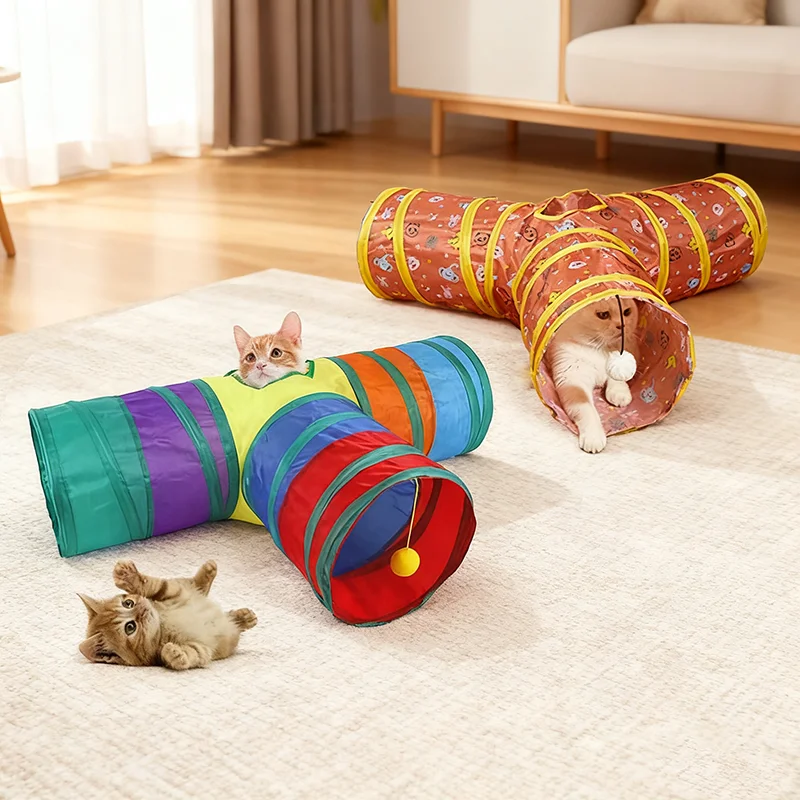 Túnel Dobrável para Gatos e Cães Pequenos de Poliéster Interativo - Imagem 3