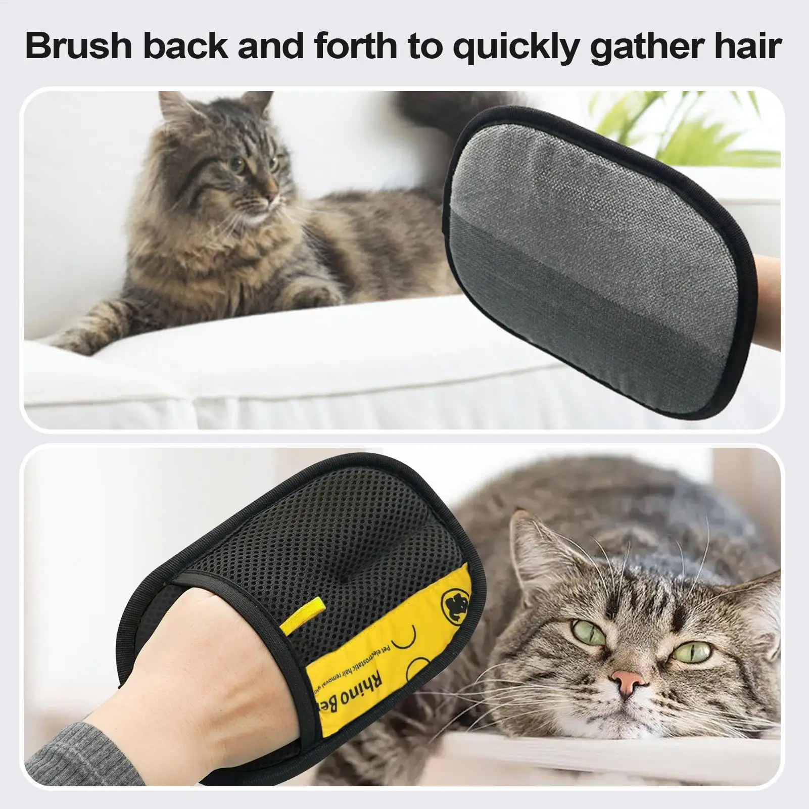Luva Removedora de Pelos para Cães e Gatos Dupla Face Reutilizável - Imagem 4