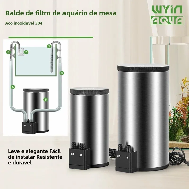 Filtro para Aquário de Mesa USB com Bomba Integrada de Aço Inox - Imagem 2