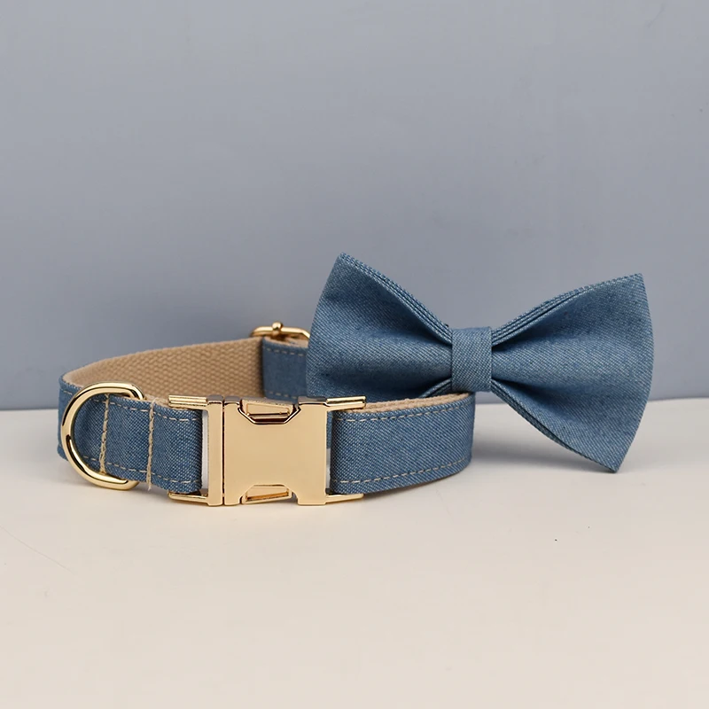 Coleira e Guia para Cães em Jeans com Arnês e Impressão - Image 5