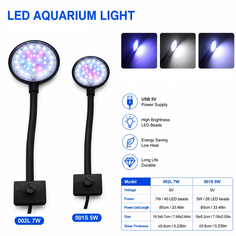 Luminária LED USB para Aquário com Clip e Rotação 360° - Imagem 2