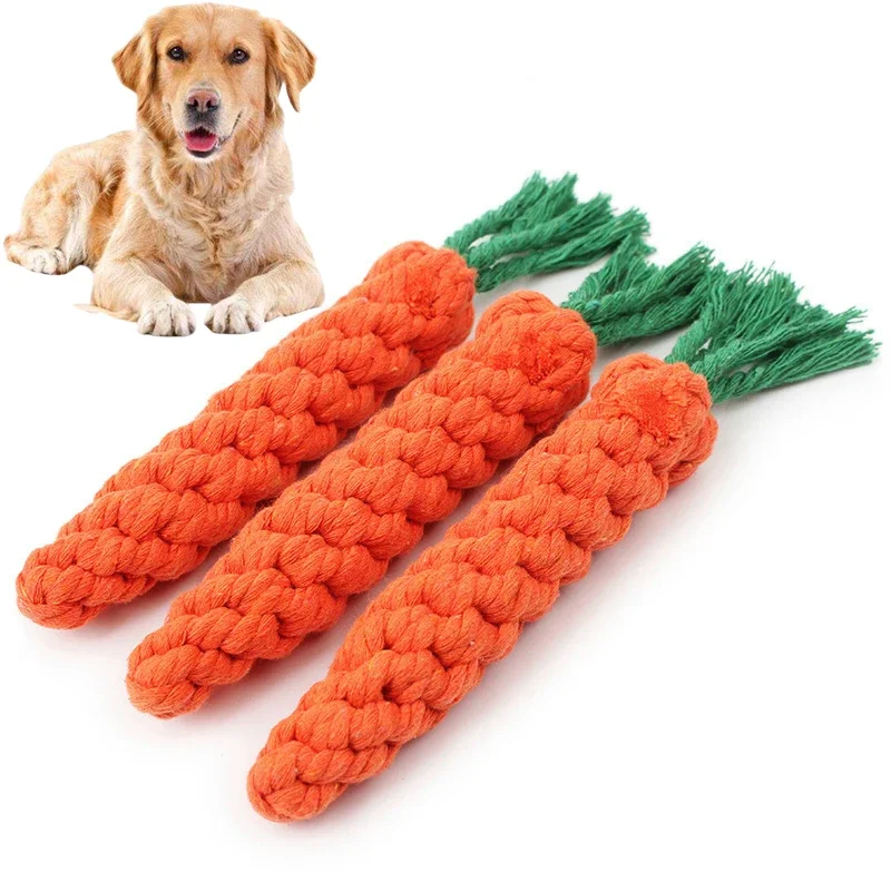 Brinquedo para Cães Bola de Corda de Algodão com Nó de Cenoura para Filhotes - Imagem 4