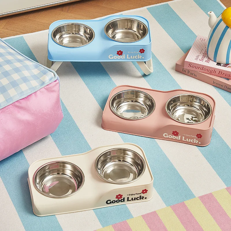 Tigela Dupla Elevada para Cães e Gatos Pequenos com Suporte Dobrável Antiderrapante - Image 4
