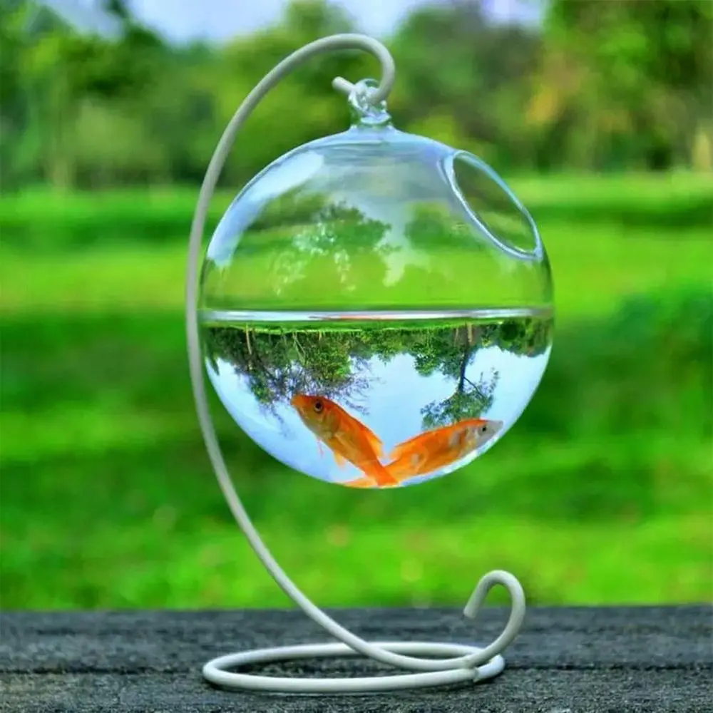 Aquário de Vidro Redondo para Peixes com Suporte Decorativo - Image 3