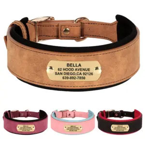 coleira personalizada couro pu para cães
