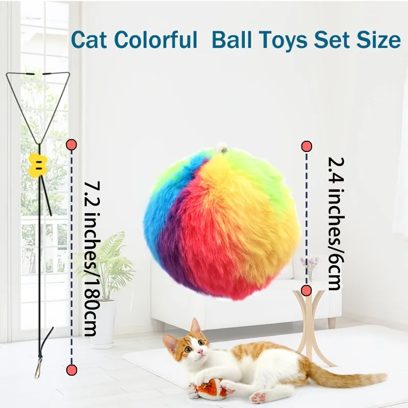 Brinquedo Interativo para Gatos com Bolas Coloridas e Gancho Ajustável - Imagem 3