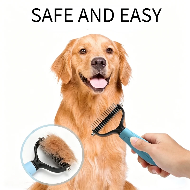 Escova para Cães e Gatos de Aço Inoxidável Dupla Face Remove Nós - Imagem 2