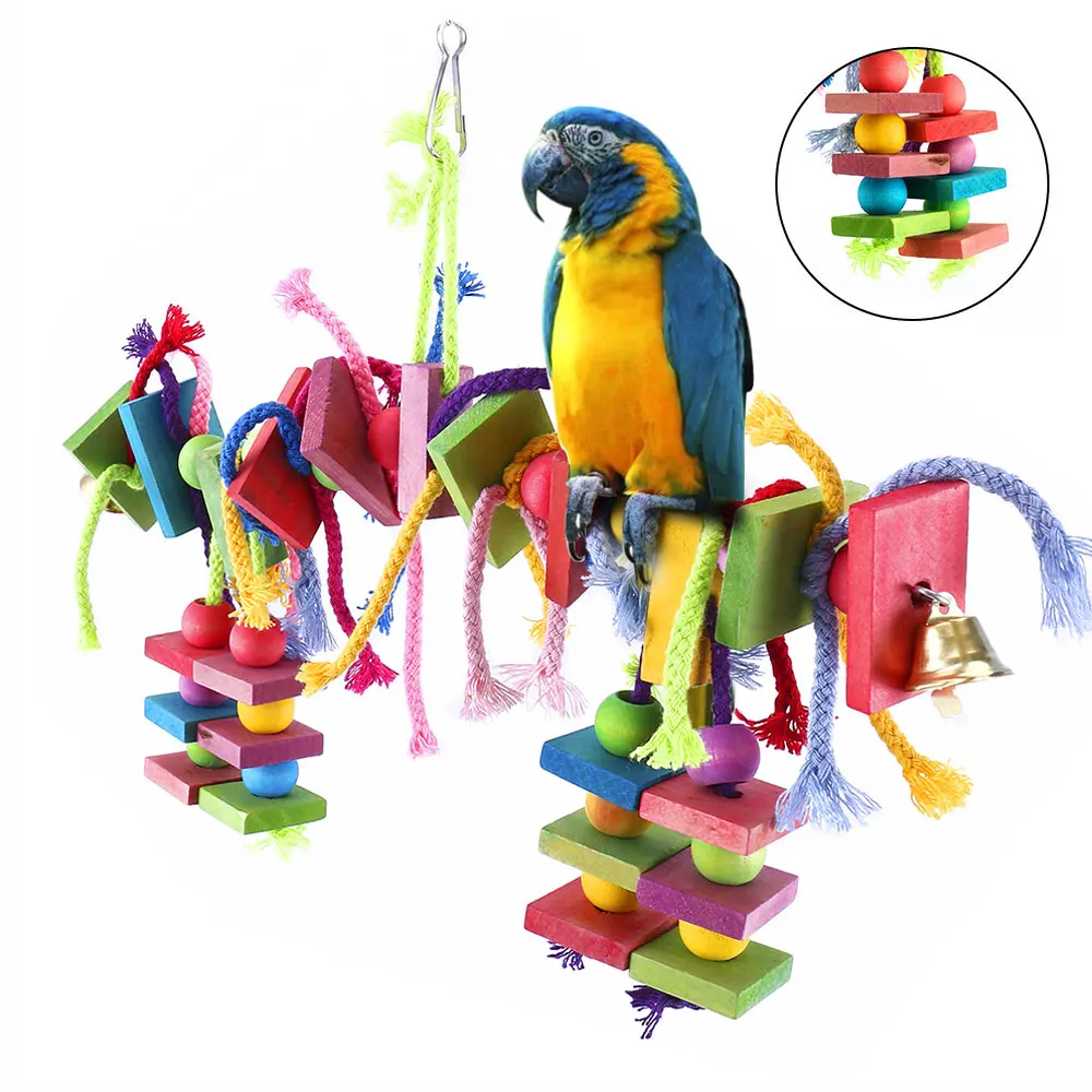 Brinquedo de Madeira para Pássaros e Papagaios com Blocos de Múltiplas Camadas - Imagem 3