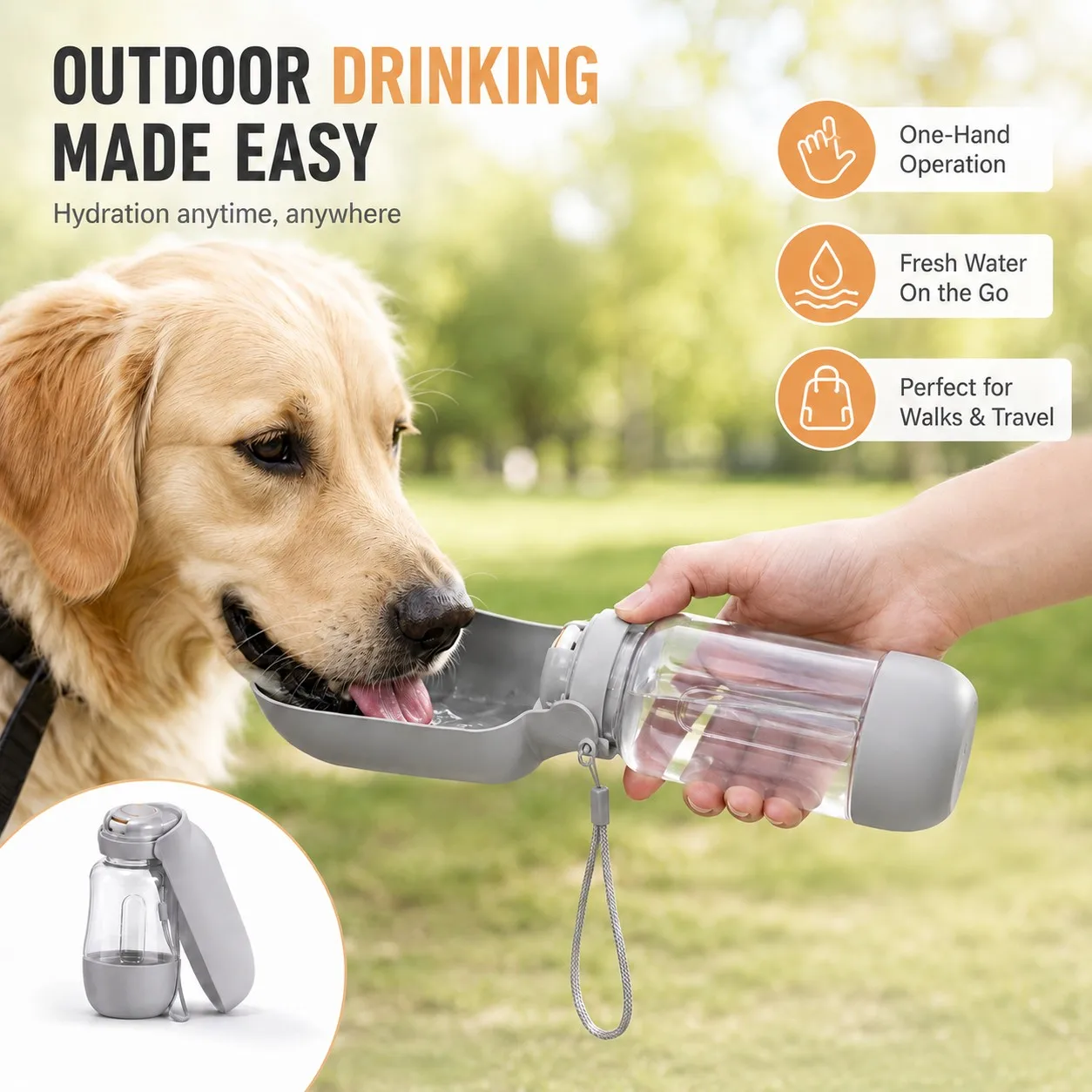 Garrafa de Água Portátil para Cães, Viagem e Caminhada, à Prova de Vazamentos - Imagem 4