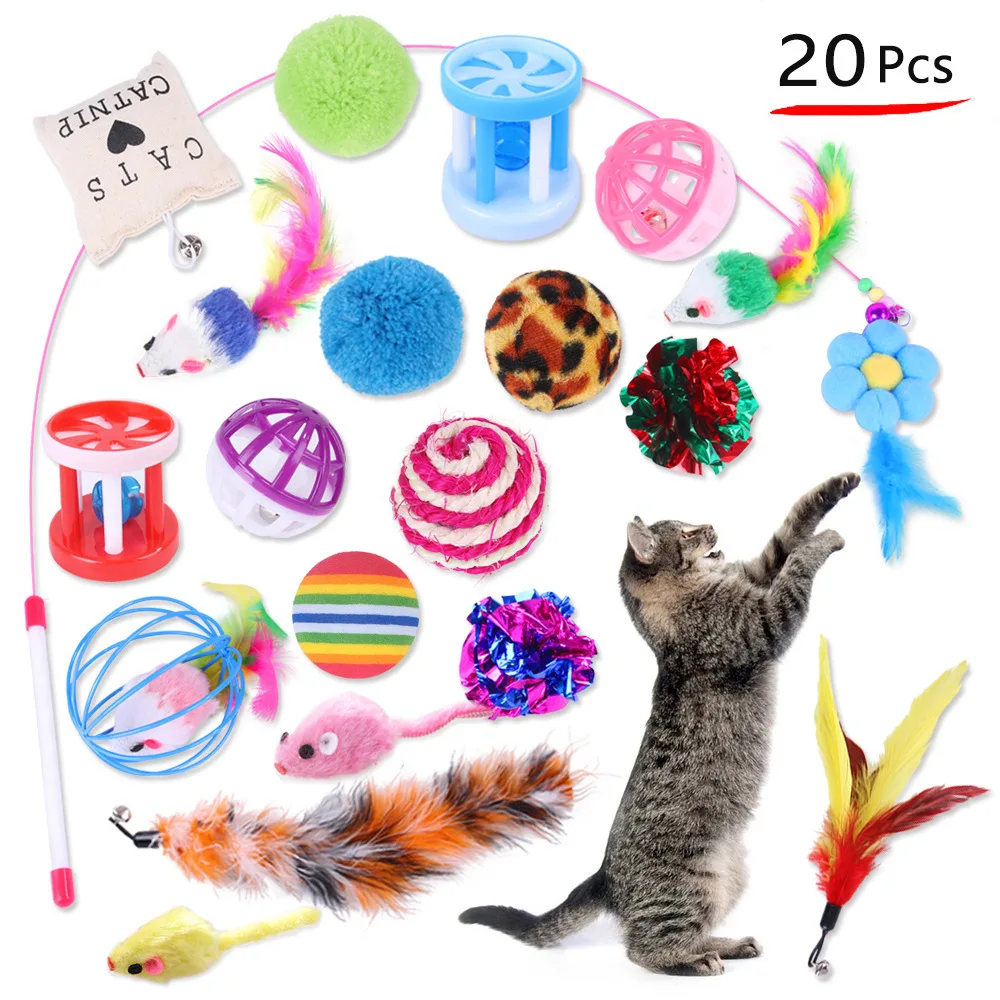 Kit de Brinquedos para Gatos 12 ou 20 Peças com Varinha e Bolinhas - Imagem 3