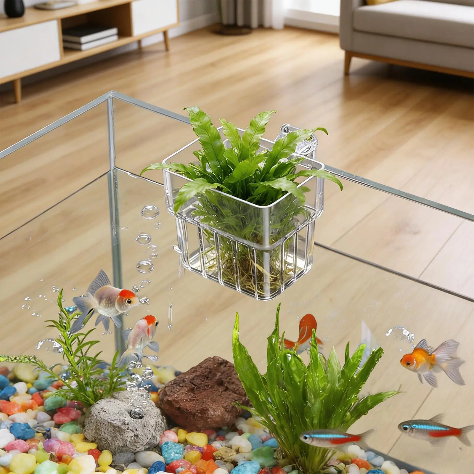 suporte de planta para aquário transparente