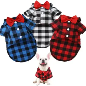 camisa xadrez para cães e gatos