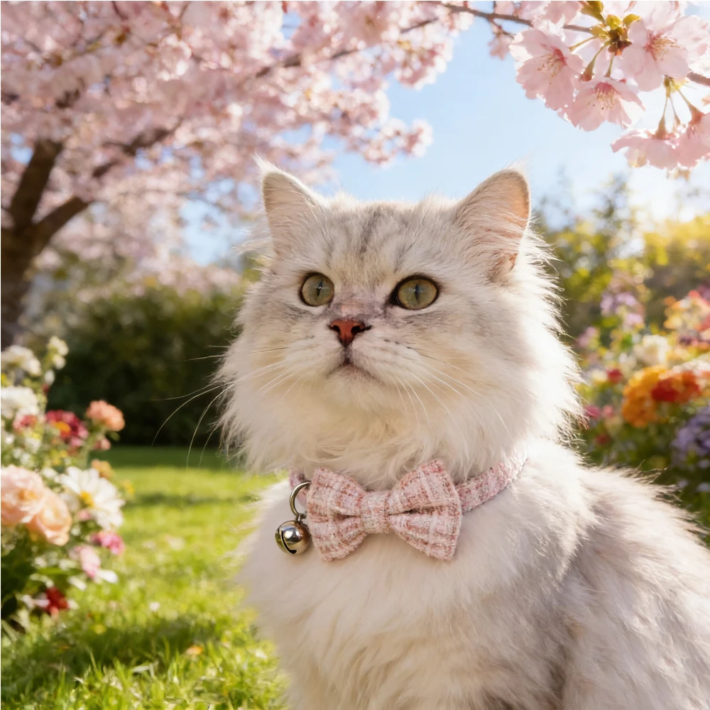 Coleira para Gatos com Laço e Sino de 20 a 28 cm Ajustável - Imagem 2