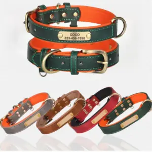 coleira personalizada para cães de couro pu