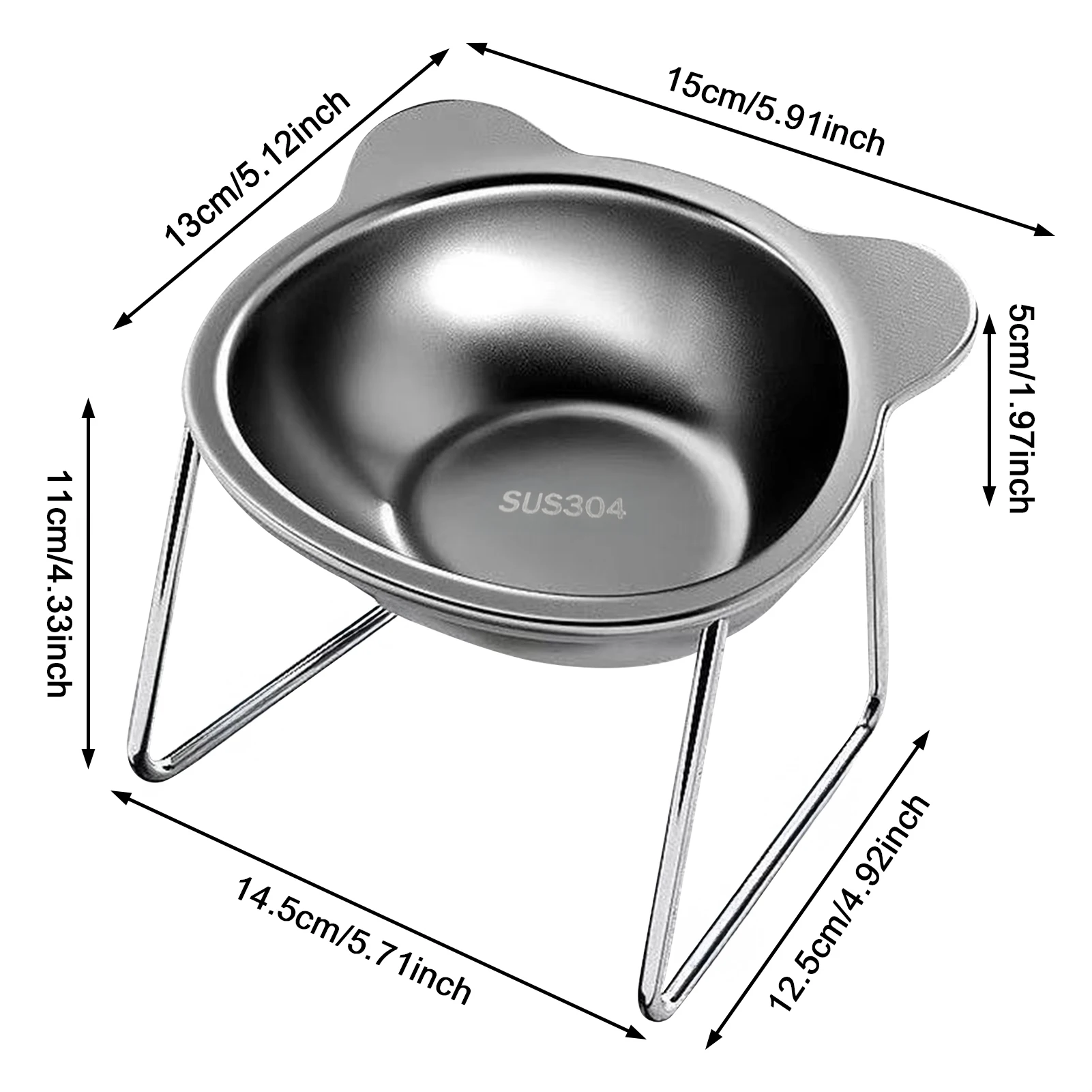 Tigela de Aço Inoxidável para Cães e Gatos com Suporte Elevado - Image 6