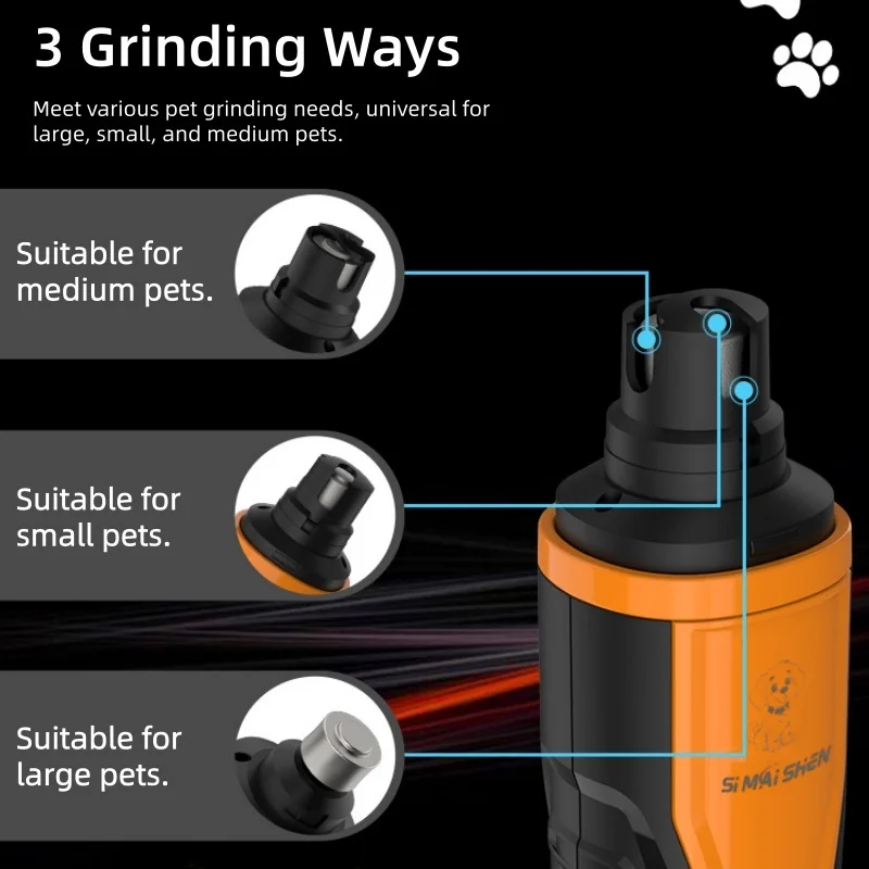 Lixadeira de Unhas para Cães e Gatos Recarregável USB com LED - Image 3