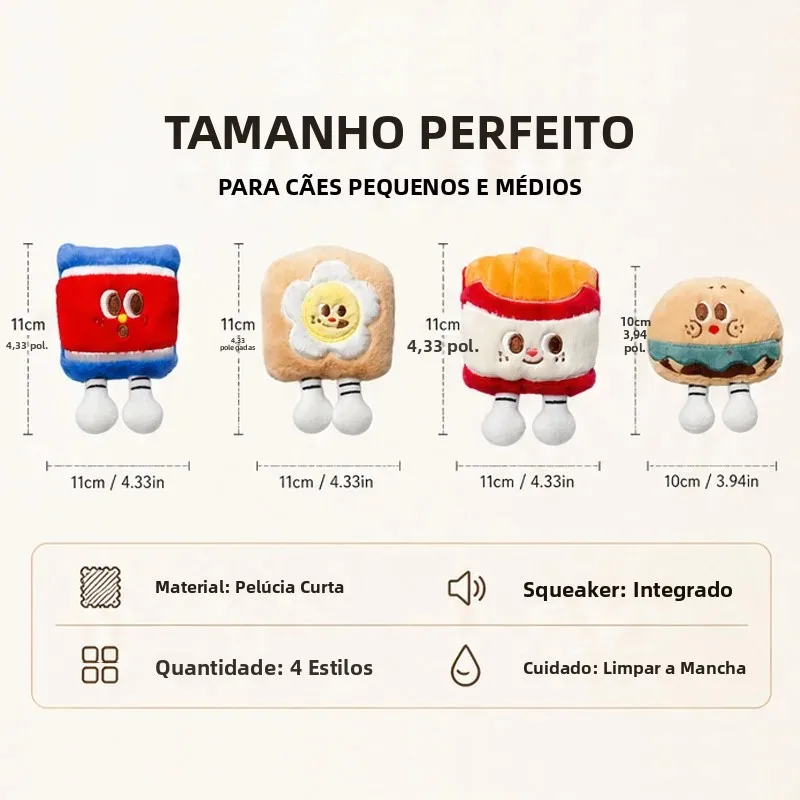 Brinquedo de Pelúcia para Cães com Som Formato de Comida Macio - Imagem 5