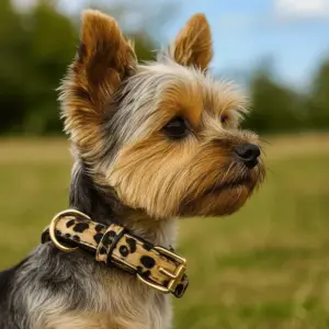 coleira de couro pu para cães ajustável