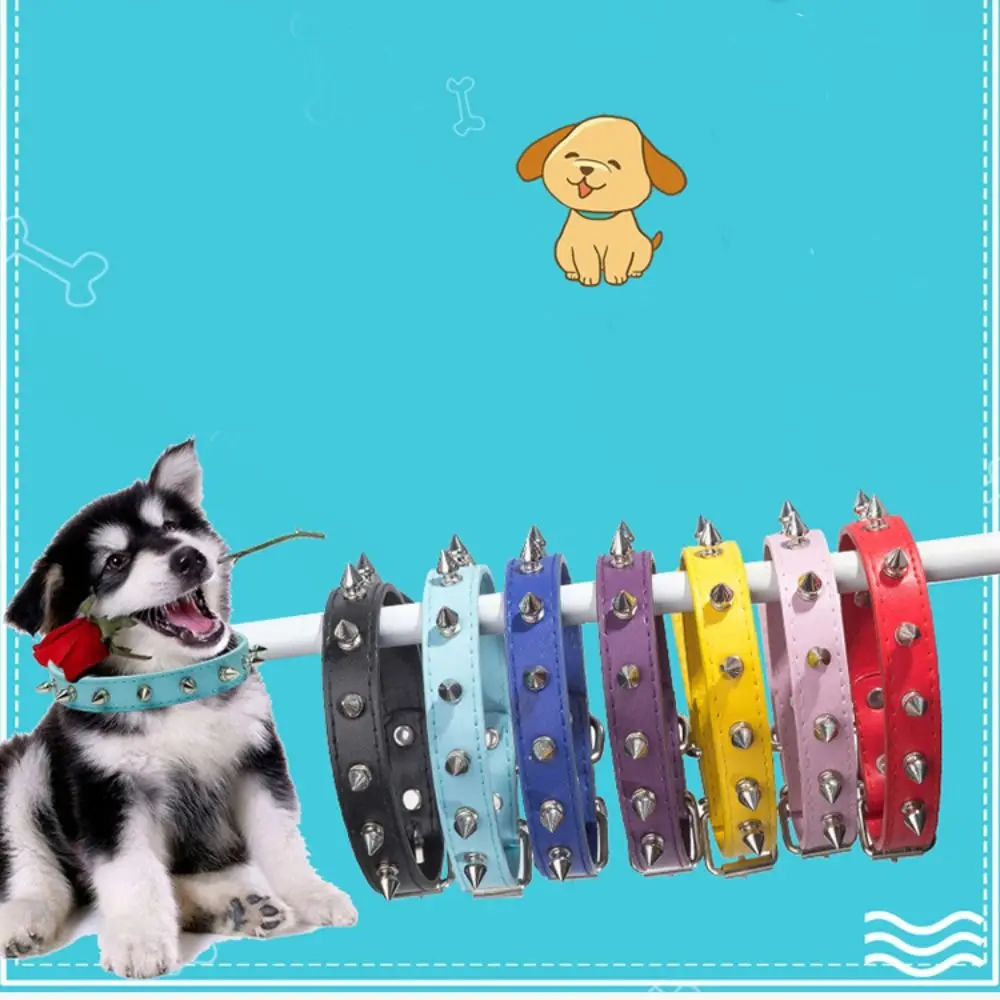 Coleira para Gatos e Cães de Couro PU Ajustável com Rebites - Imagem 3